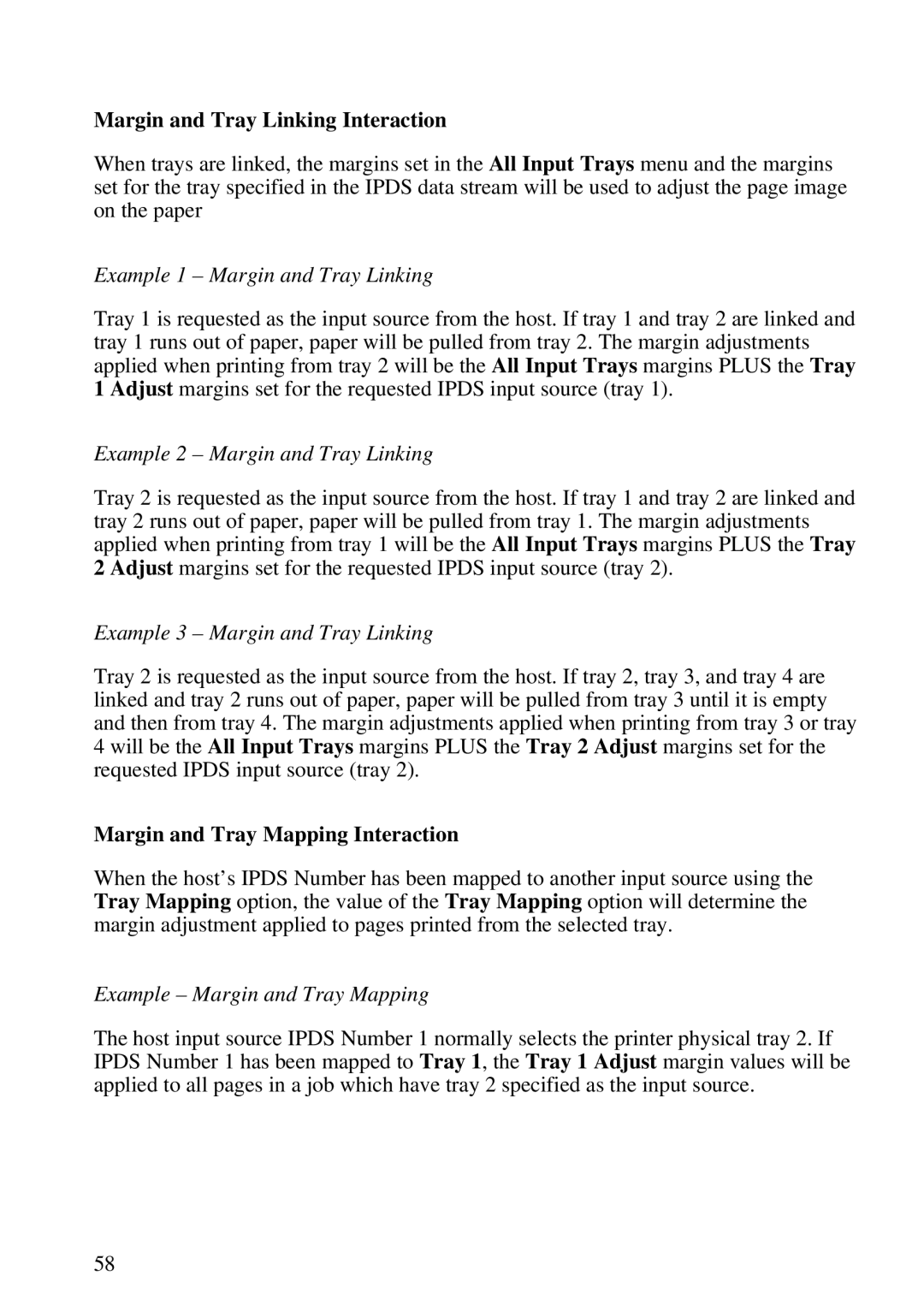 Lexmark K 1220, Se 3455 manual Margin and Tray Linking Interaction, Margin and Tray Mapping Interaction 