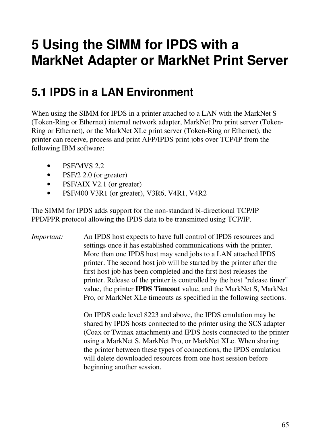 Lexmark Se 3455, K 1220 manual Ipds in a LAN Environment 