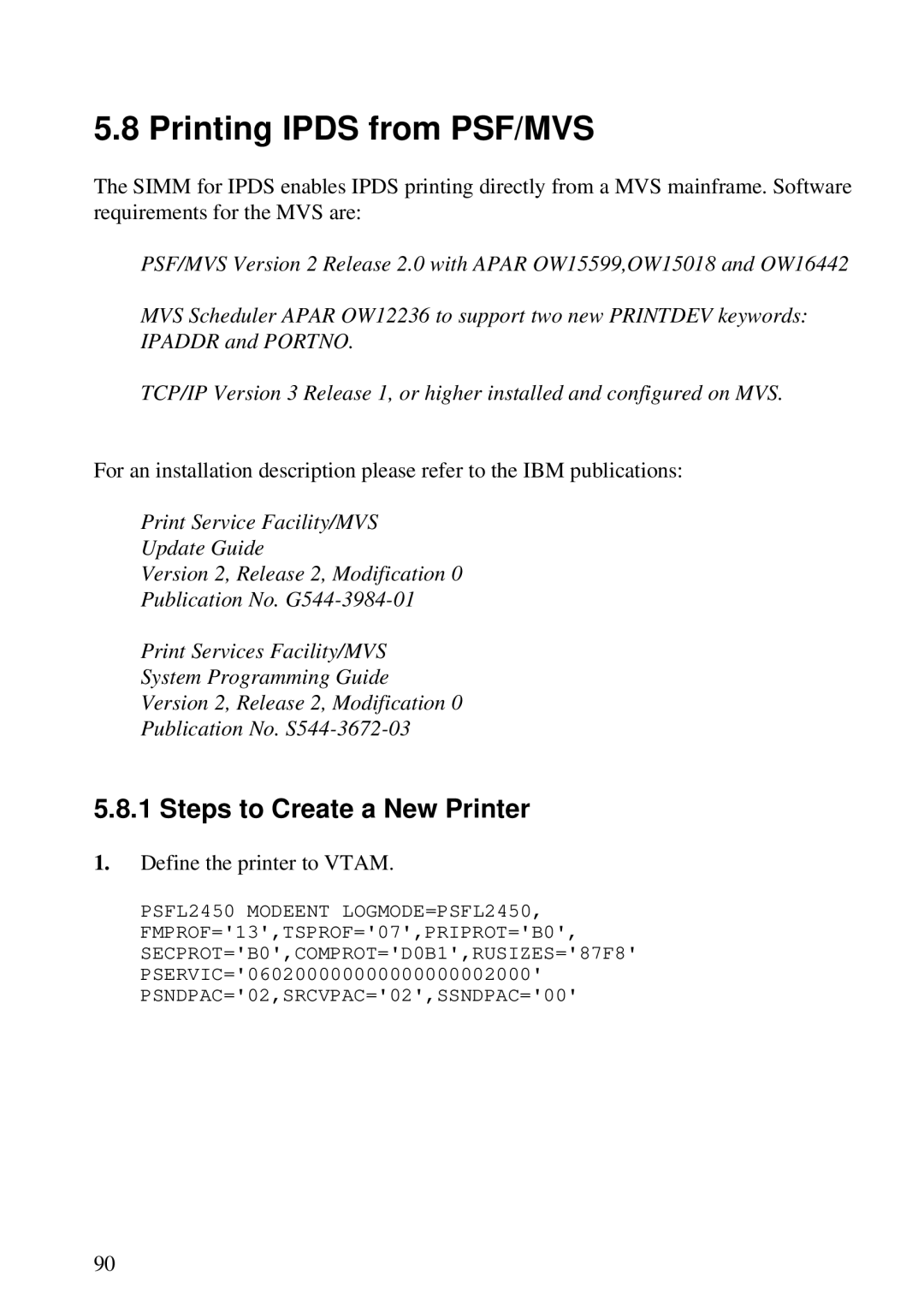 Lexmark K 1220, Se 3455 manual Printing Ipds from PSF/MVS, Steps to Create a New Printer 