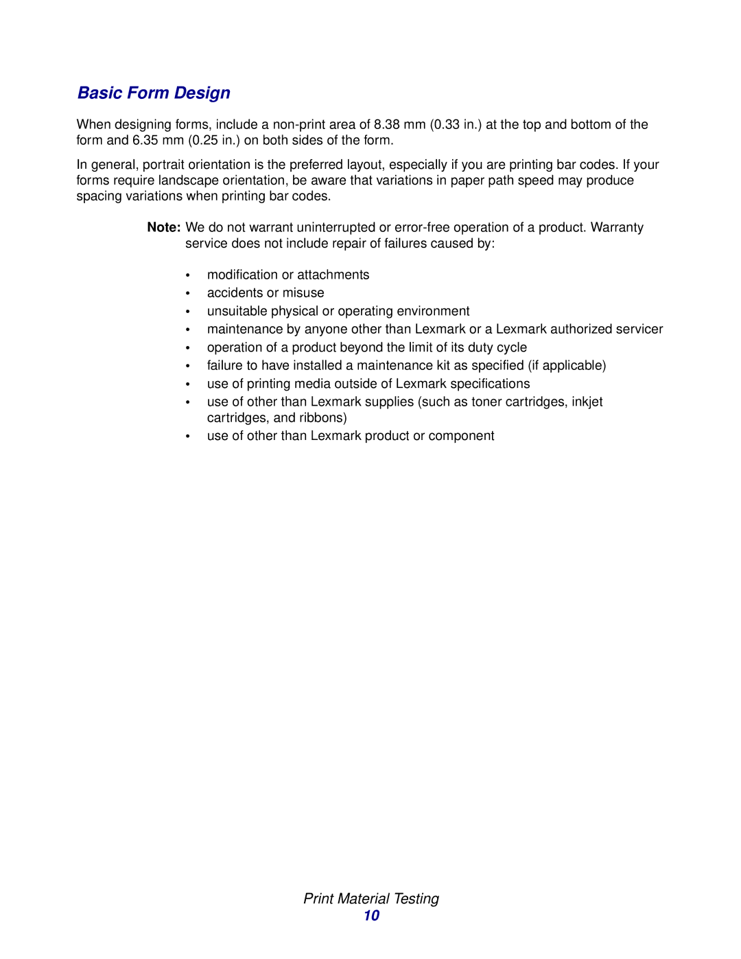 Lexmark Laser Printers manual Basic Form Design 