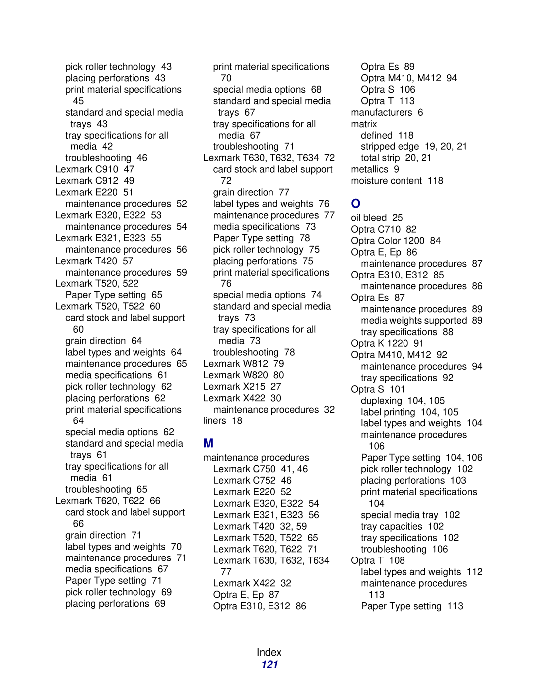 Lexmark Laser Printers manual 121 