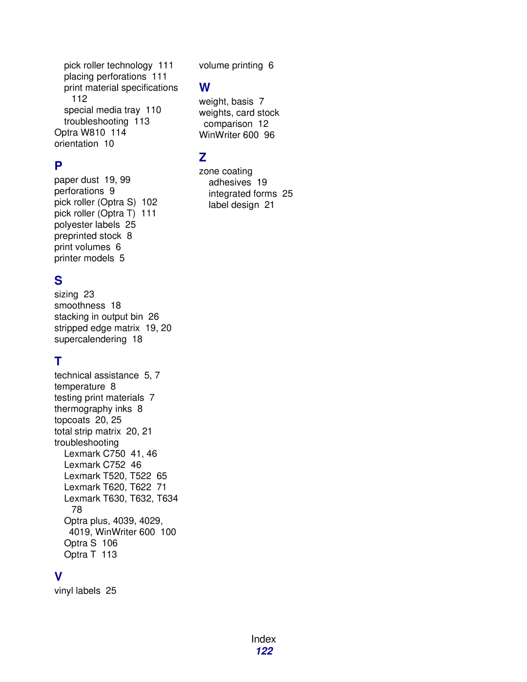 Lexmark Laser Printers manual 122 