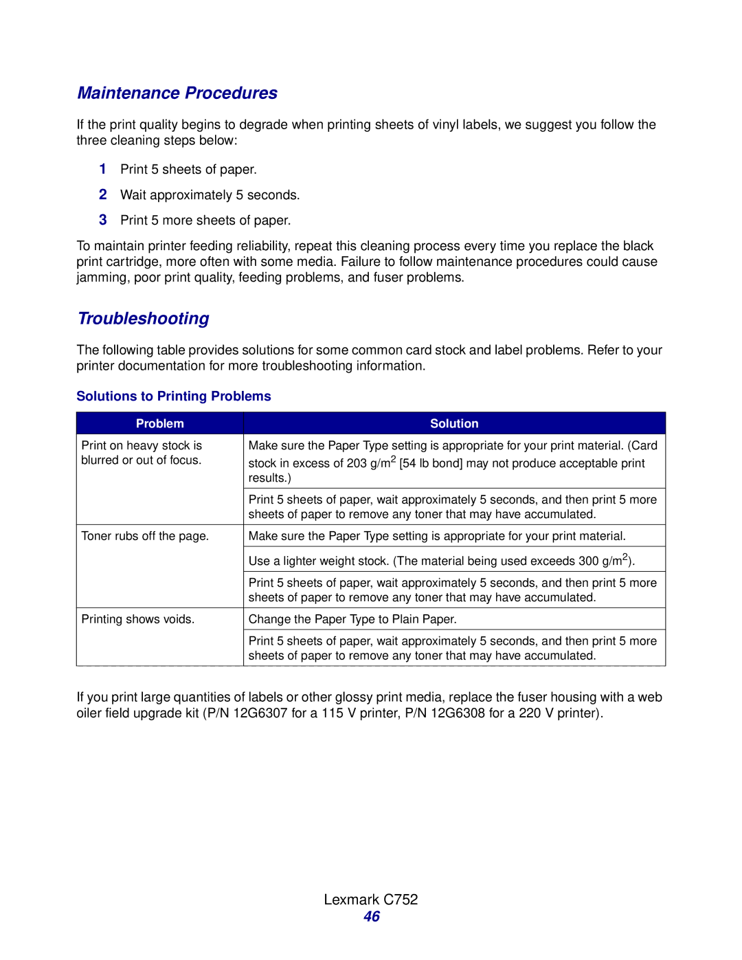 Lexmark Laser Printers manual Maintenance Procedures 