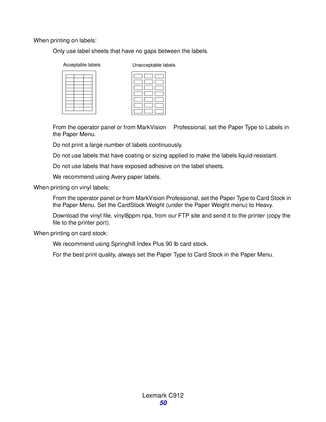 Lexmark Laser Printers manual Lexmark C912 