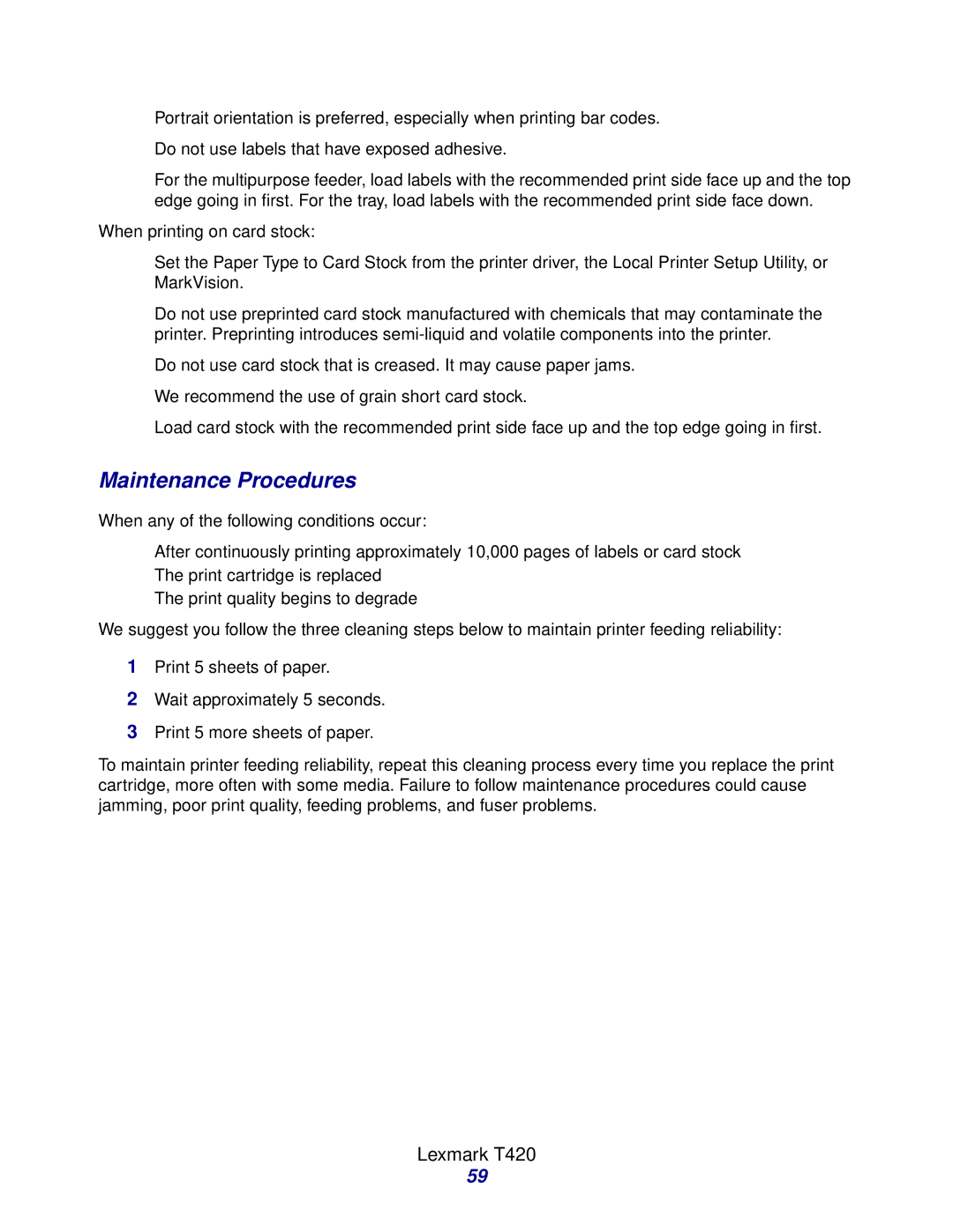 Lexmark Laser Printers manual Maintenance Procedures 