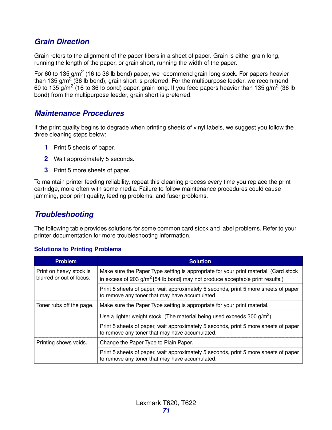 Lexmark Laser Printers manual Grain Direction 