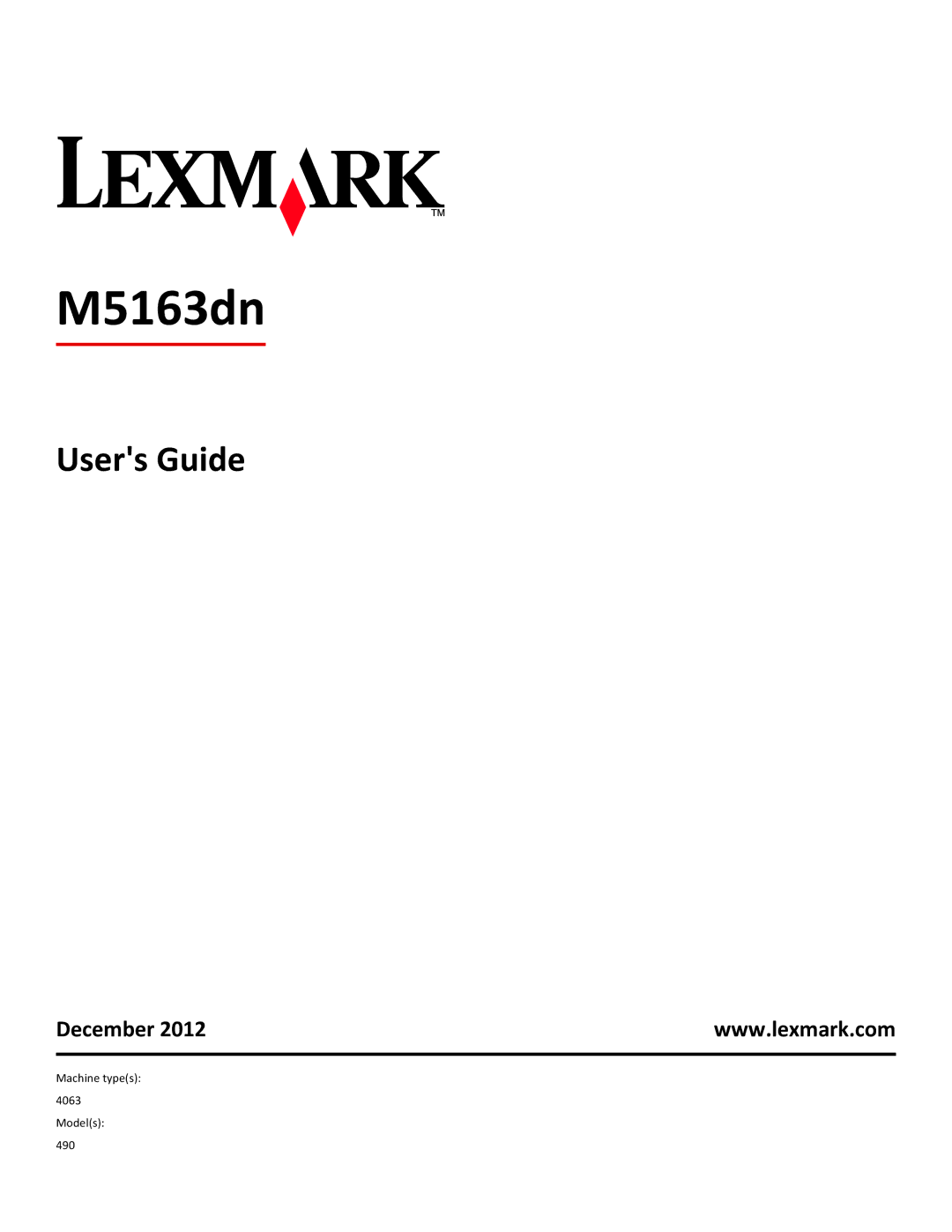 Lexmark M5163DN manual Users Guide, December 