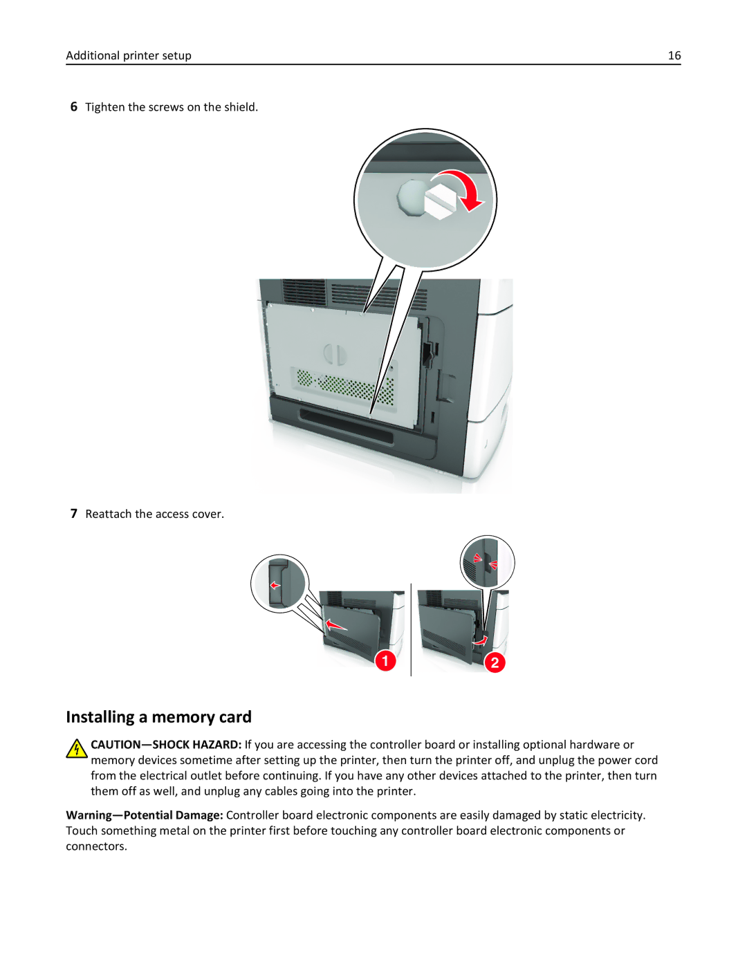 Lexmark M5163DN manual Installing a memory card 