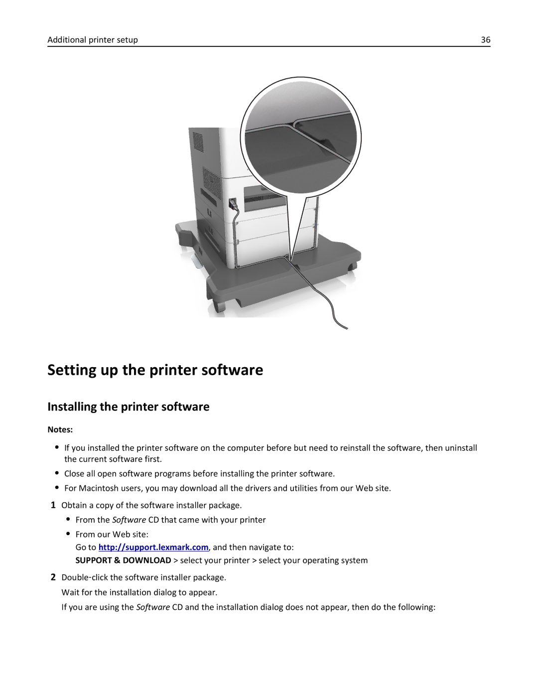 Lexmark M5163DN manual Setting up the printer software, Installing the printer software 