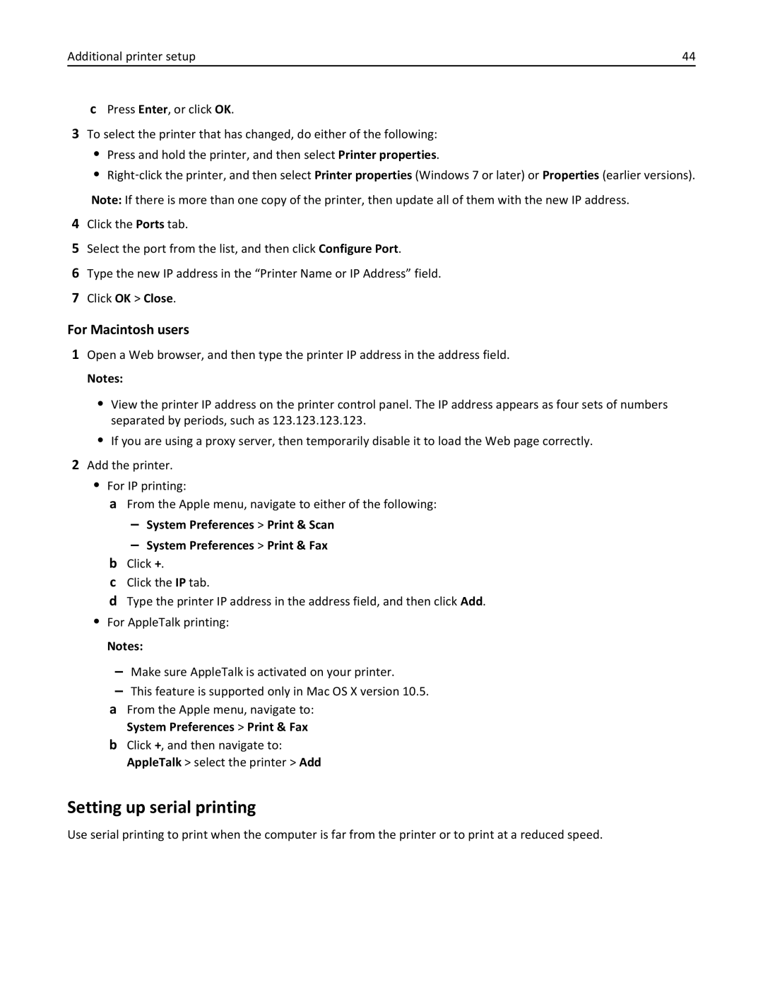 Lexmark M5163DN manual Setting up serial printing, For Macintosh users 