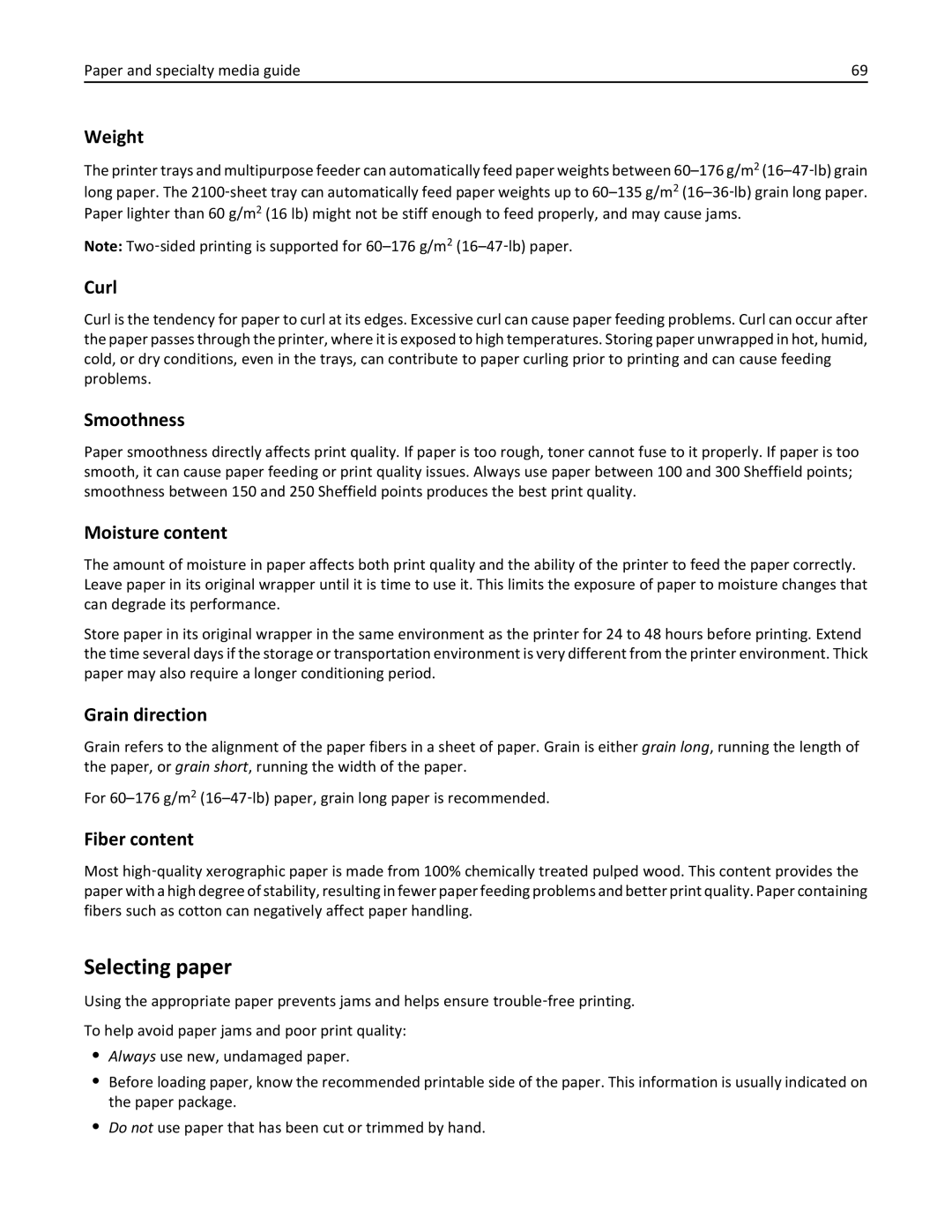 Lexmark M5163DN manual Selecting paper 