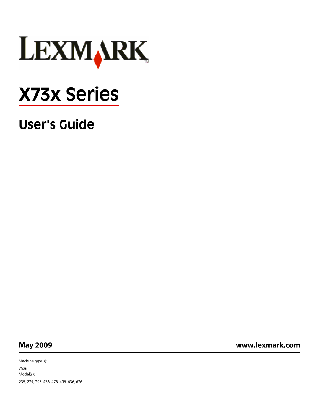 Lexmark MS00853, MS00859, MS00850, MS00855 manual X73x Series, Users Guide 