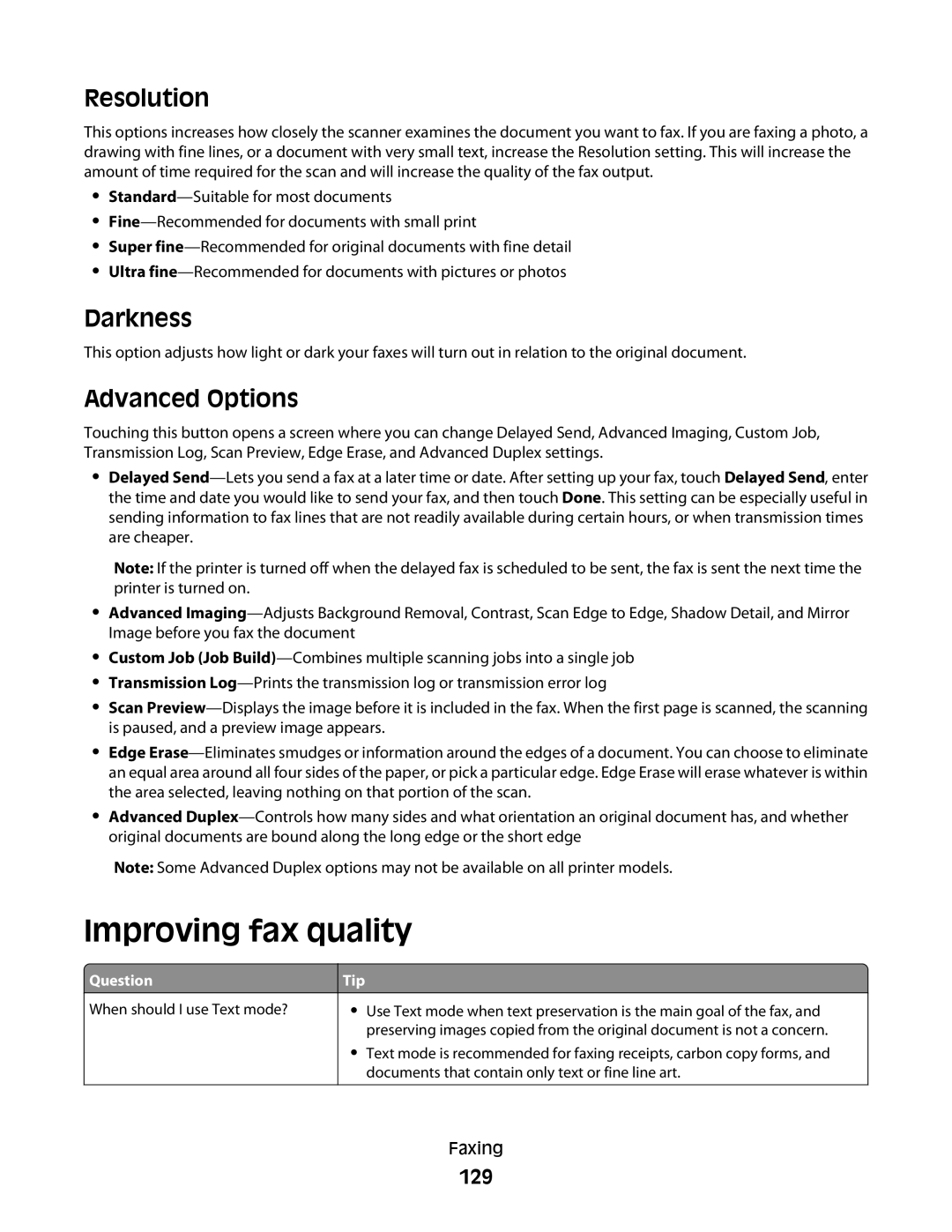 Lexmark MS00853, MS00859, MS00850, MS00855 manual Improving fax quality, 129 