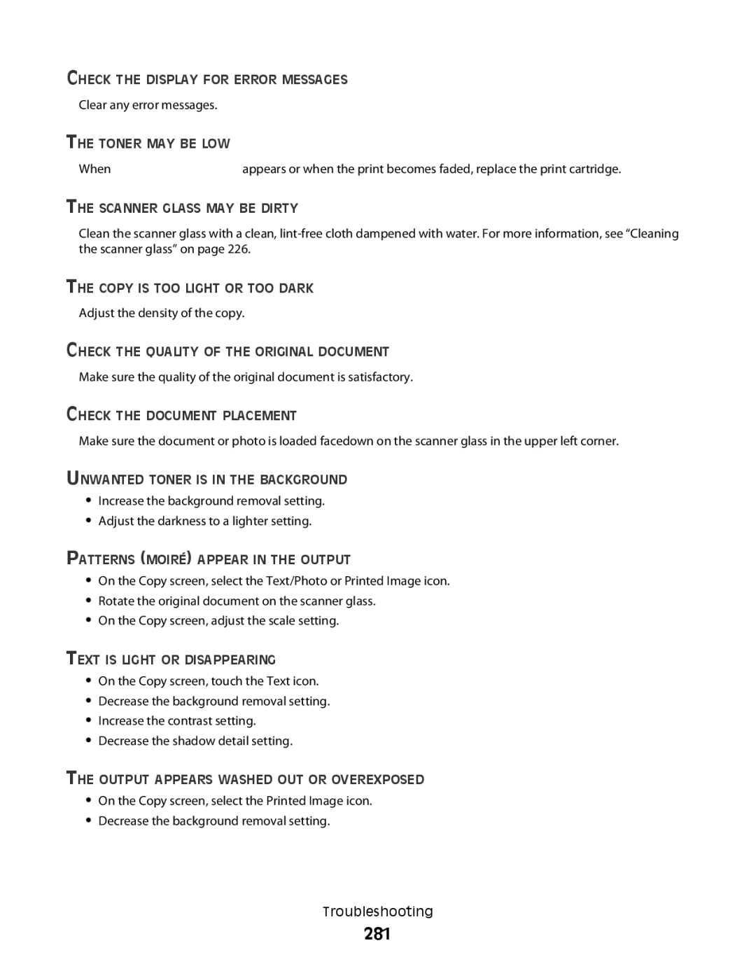 Lexmark MS00853, MS00859, MS00850, MS00855 manual 281 