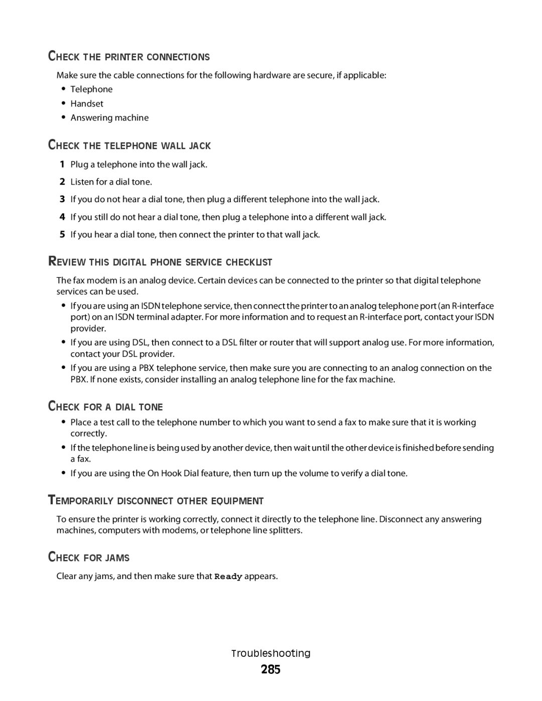 Lexmark MS00853, MS00859, MS00850, MS00855 manual 285 