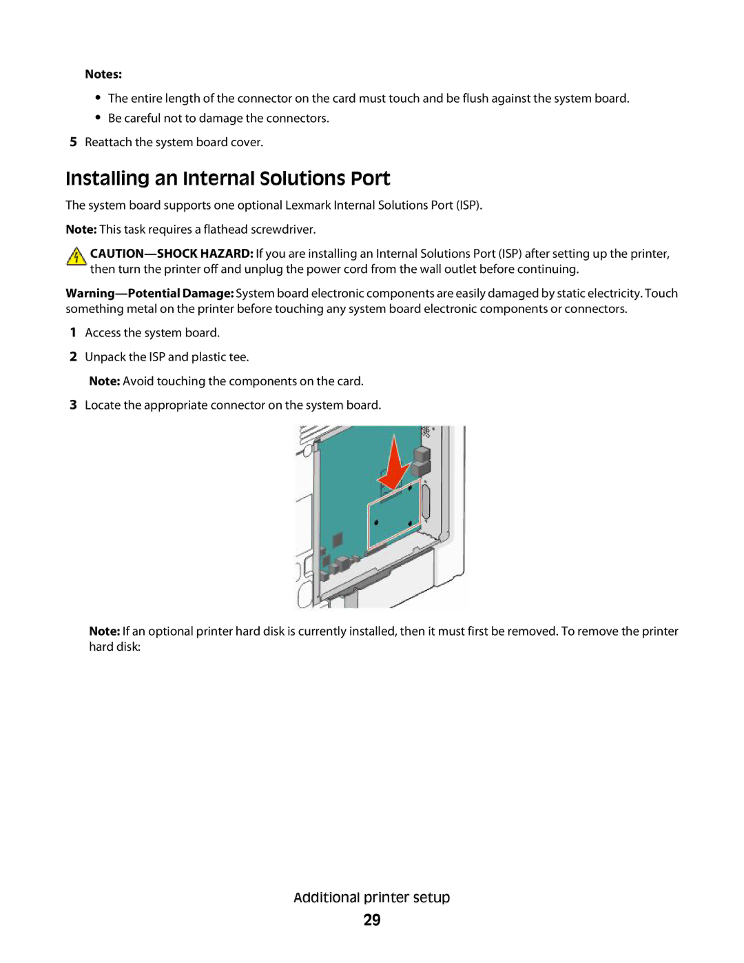 Lexmark MS00853, MS00859, MS00850, MS00855 manual Installing an Internal Solutions Port 