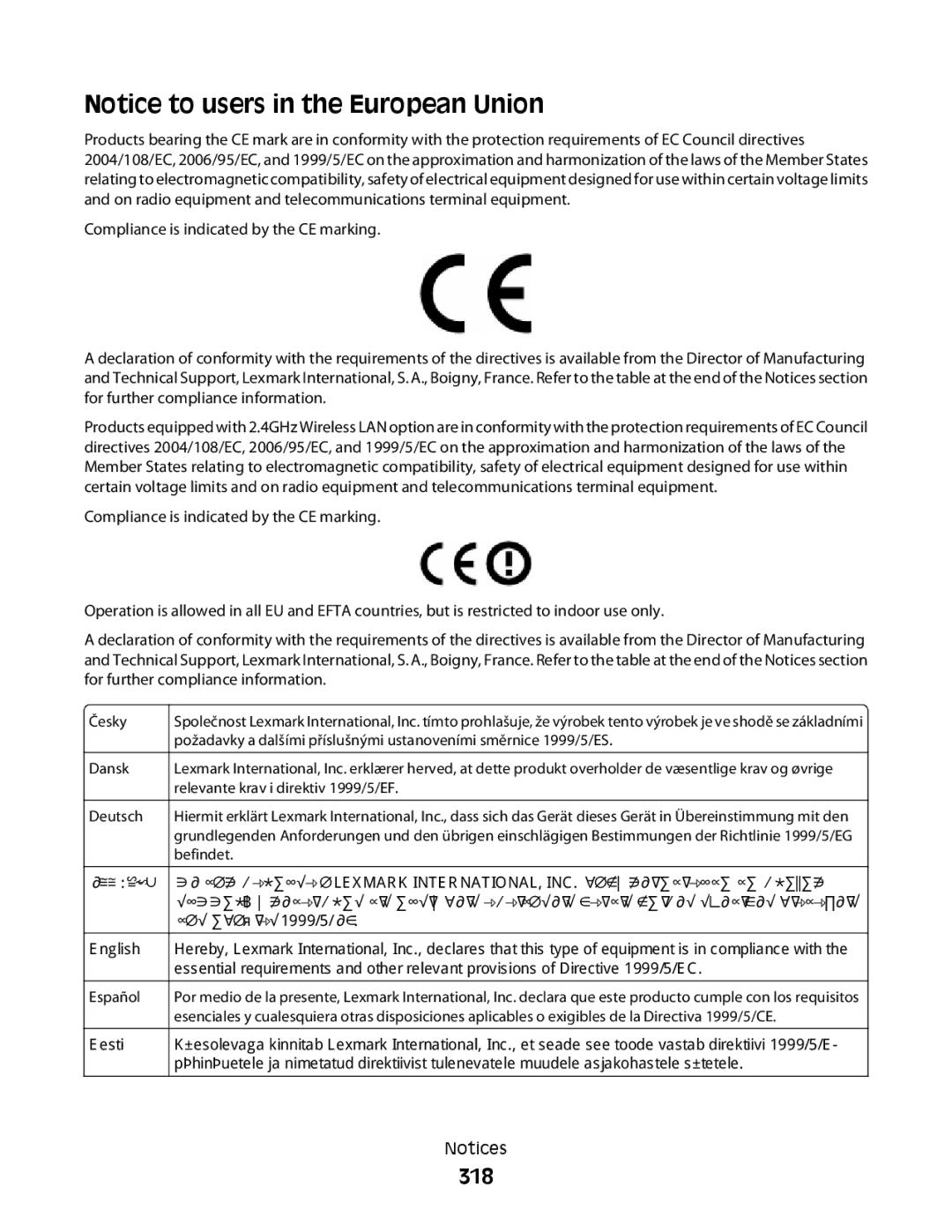 Lexmark MS00850, MS00859, MS00853, MS00855 manual 318, Eesti 