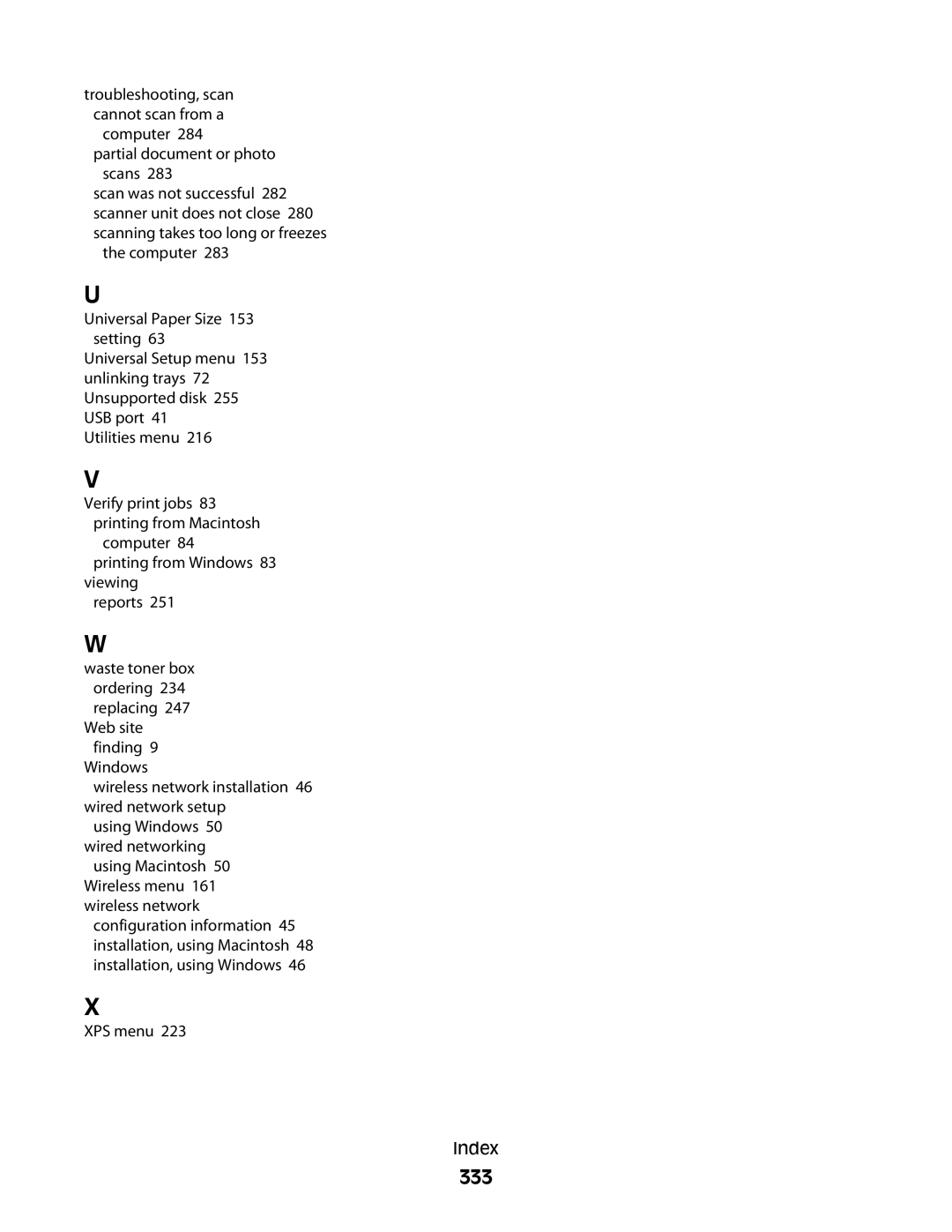 Lexmark MS00853, MS00859, MS00850, MS00855 manual 333 