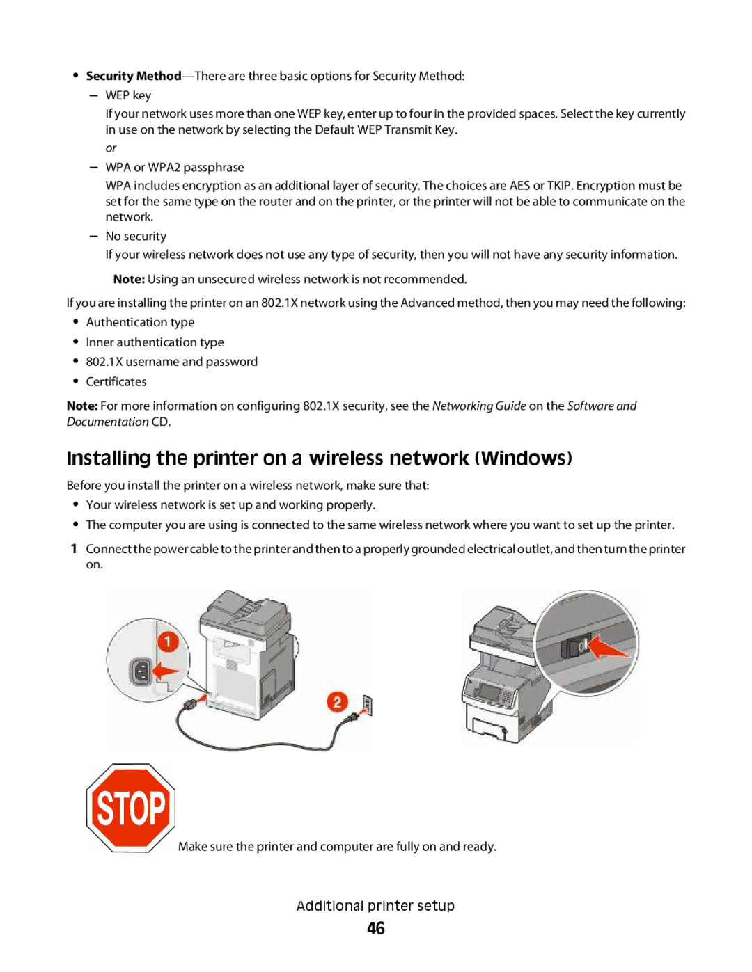 Lexmark MS00850, MS00859, MS00853, MS00855 manual Installing the printer on a wireless network Windows 