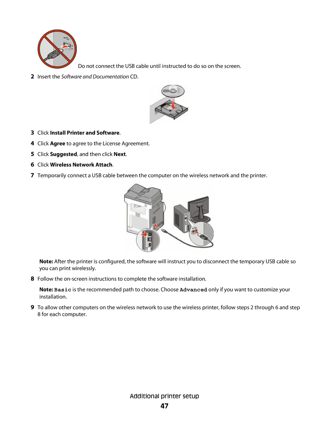 Lexmark MS00855, MS00859, MS00853, MS00850 manual Click Install Printer and Software, Click Wireless Network Attach 