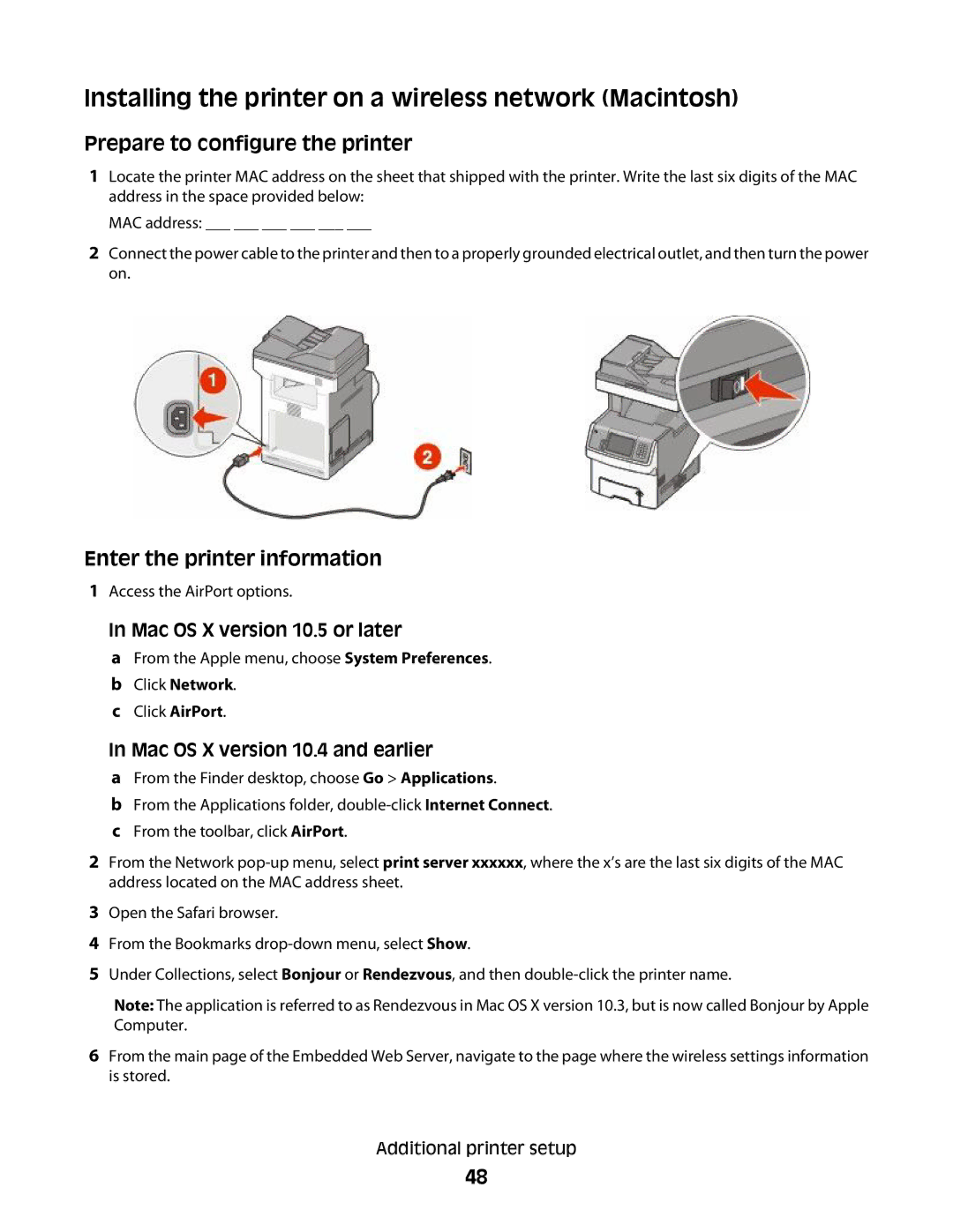 Lexmark MS00859, MS00853, MS00850 Installing the printer on a wireless network Macintosh, Prepare to configure the printer 