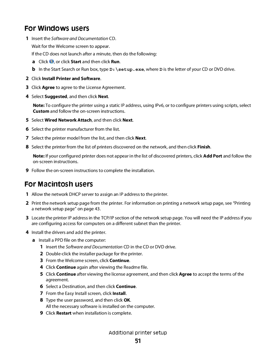 Lexmark MS00855, MS00859, MS00853, MS00850 manual For Windows users, For Macintosh users 