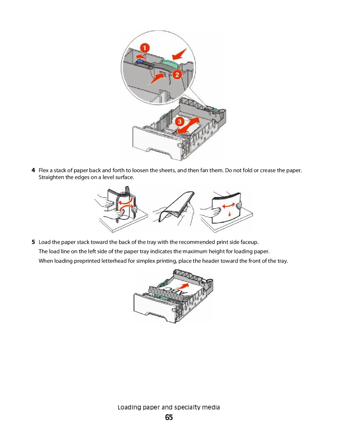 Lexmark MS00853, MS00859, MS00850, MS00855 manual Loading paper and specialty media 