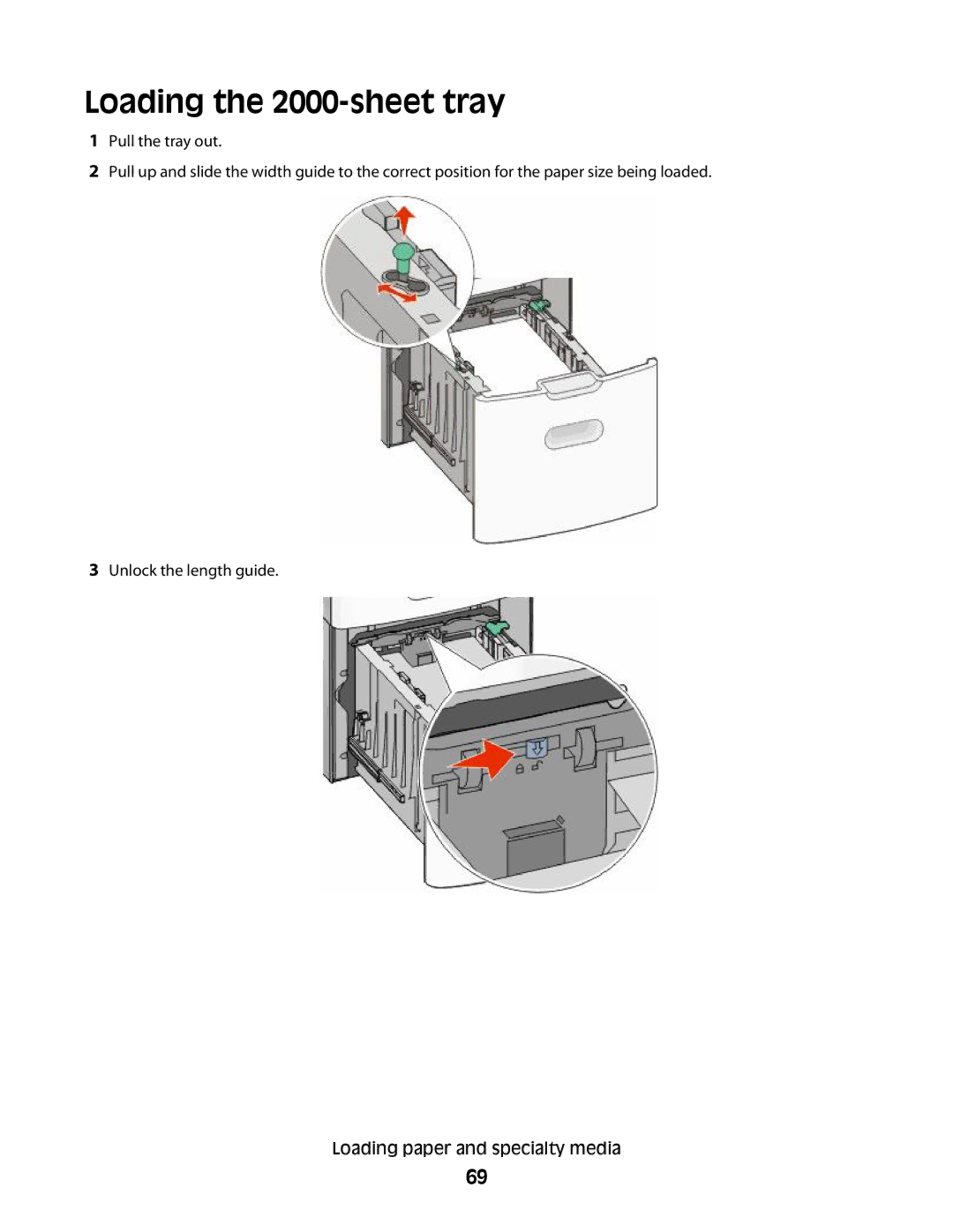 Lexmark MS00853, MS00859, MS00850, MS00855 manual Loading the 2000-sheet tray 