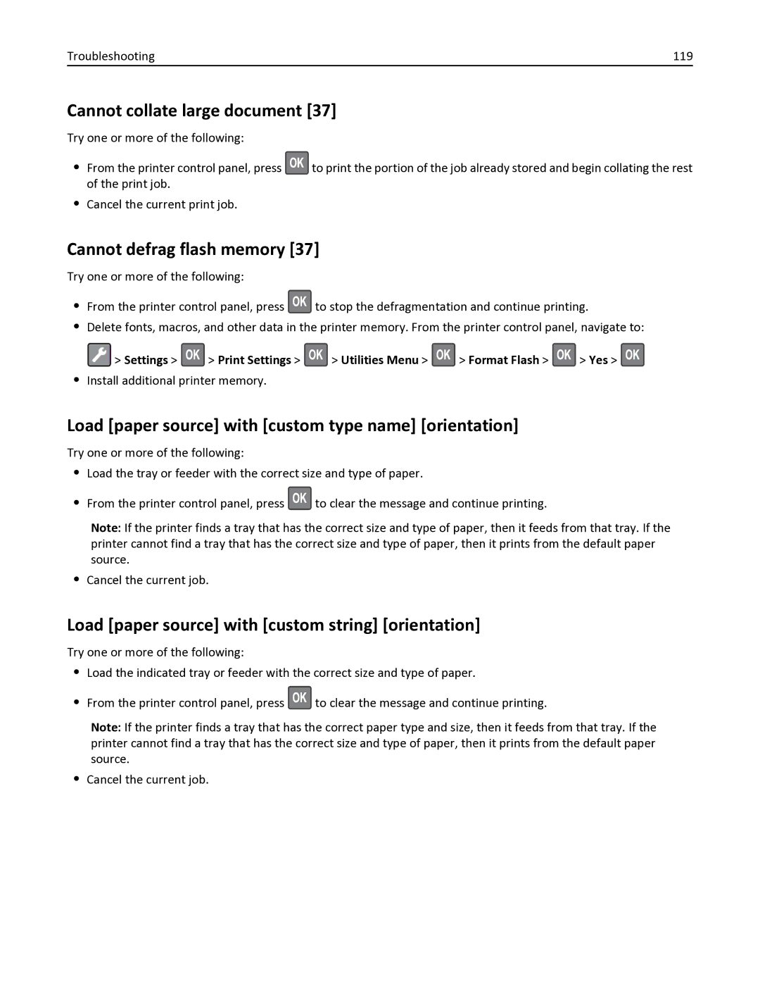 Lexmark MS410DN, 35S0150, 35S0200 manual Cannot collate large document, Cannot defrag flash memory 