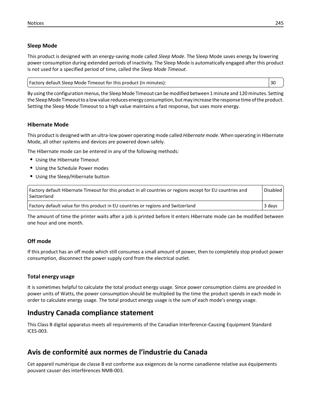 Lexmark MX310 manual Industry Canada compliance statement, Avis de conformité aux normes de l’industrie du Canada 