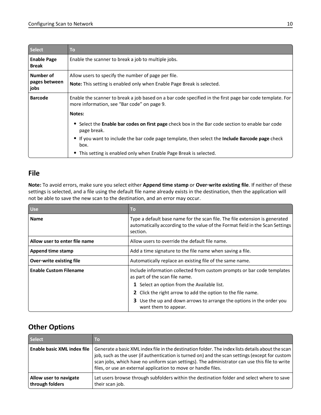 Lexmark MX6500E manual File, Other Options 