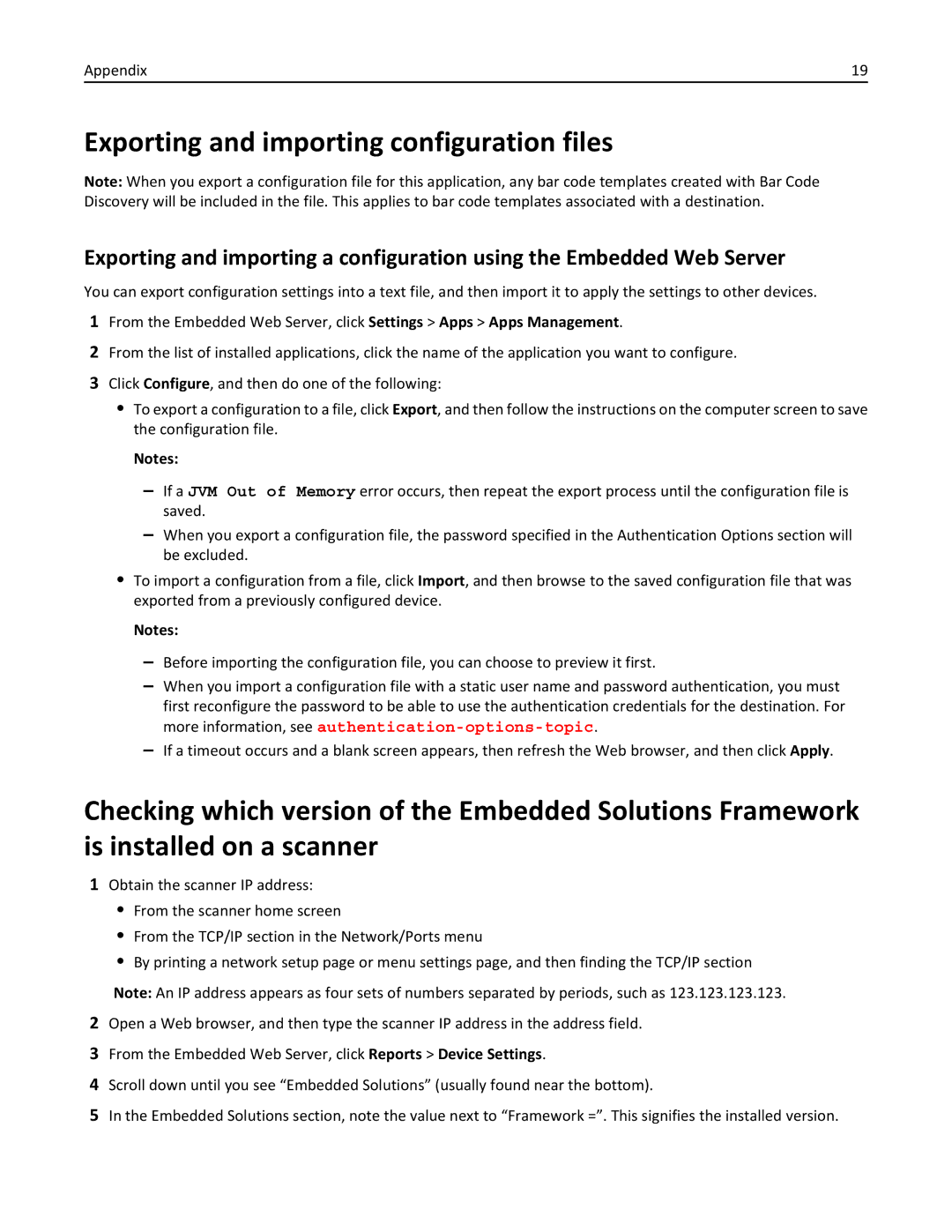 Lexmark MX6500E manual Exporting and importing configuration files 