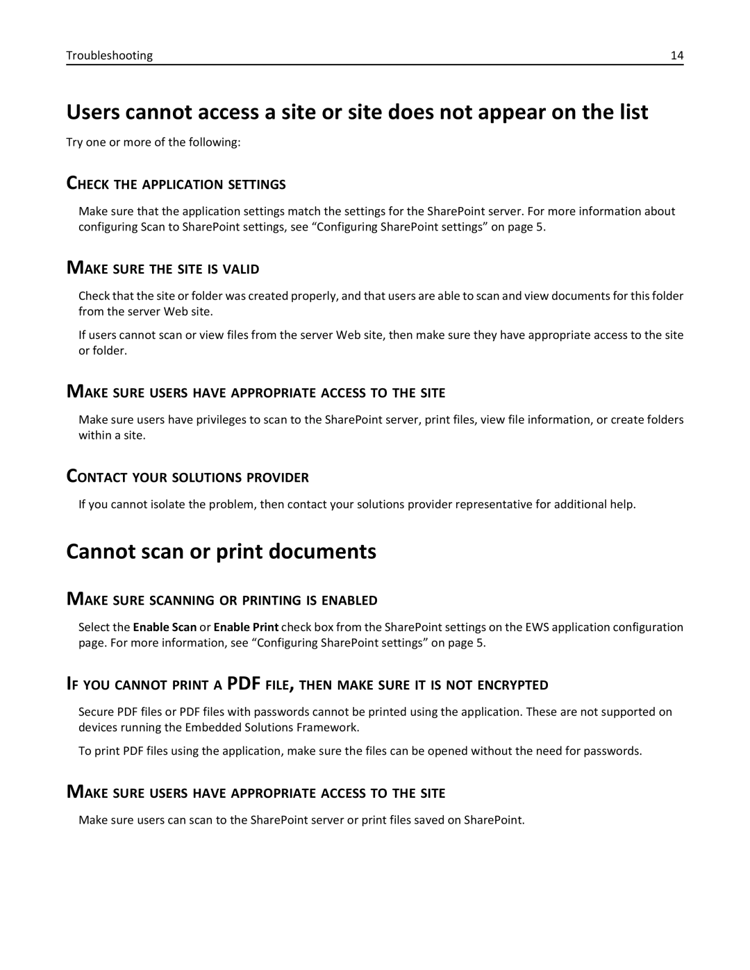 Lexmark MX6500E manual Cannot scan or print documents, Make Sure the Site is Valid 