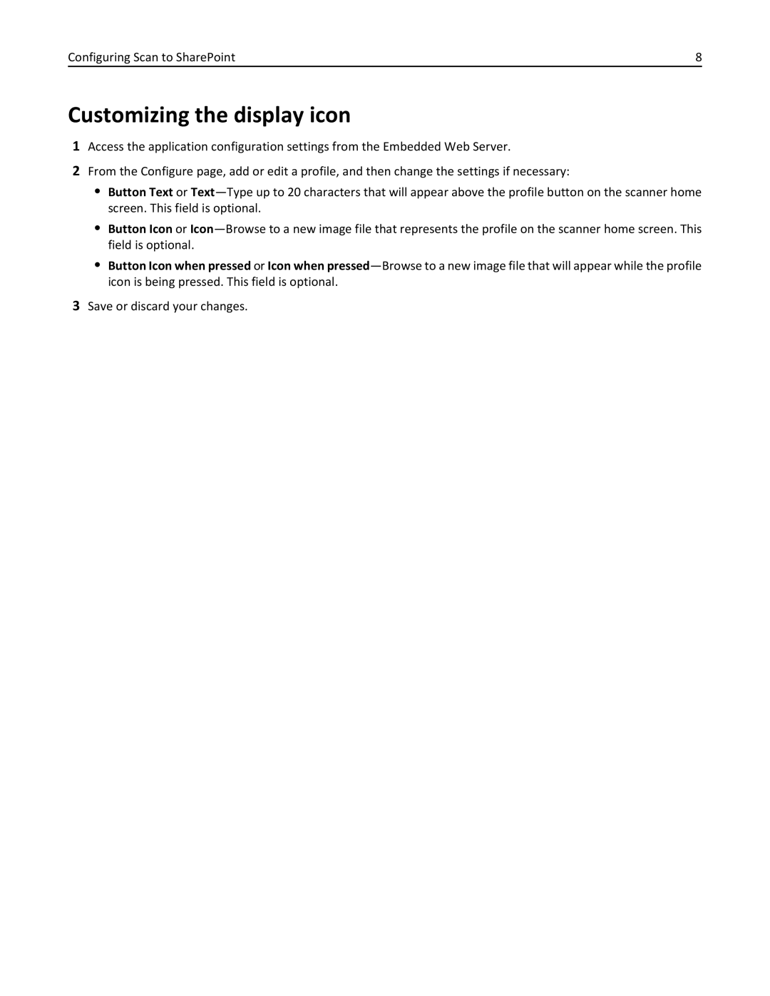 Lexmark MX6500E manual Customizing the display icon 