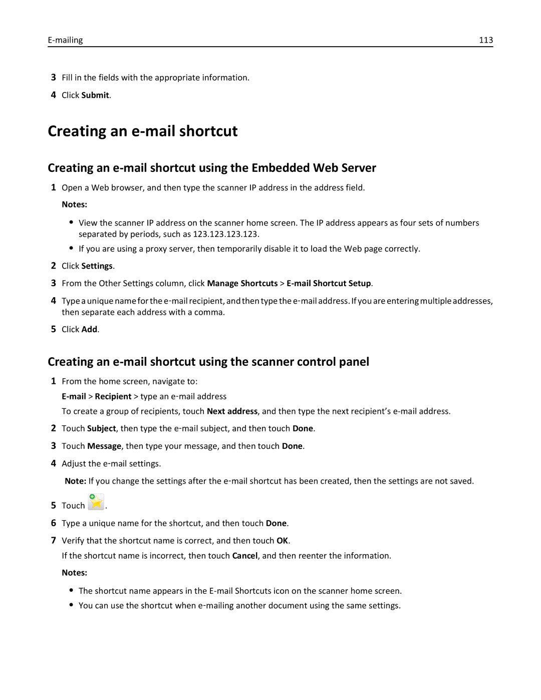 Lexmark MX6500E manual Creating an e-mail shortcut using the Embedded Web Server, Click Settings 