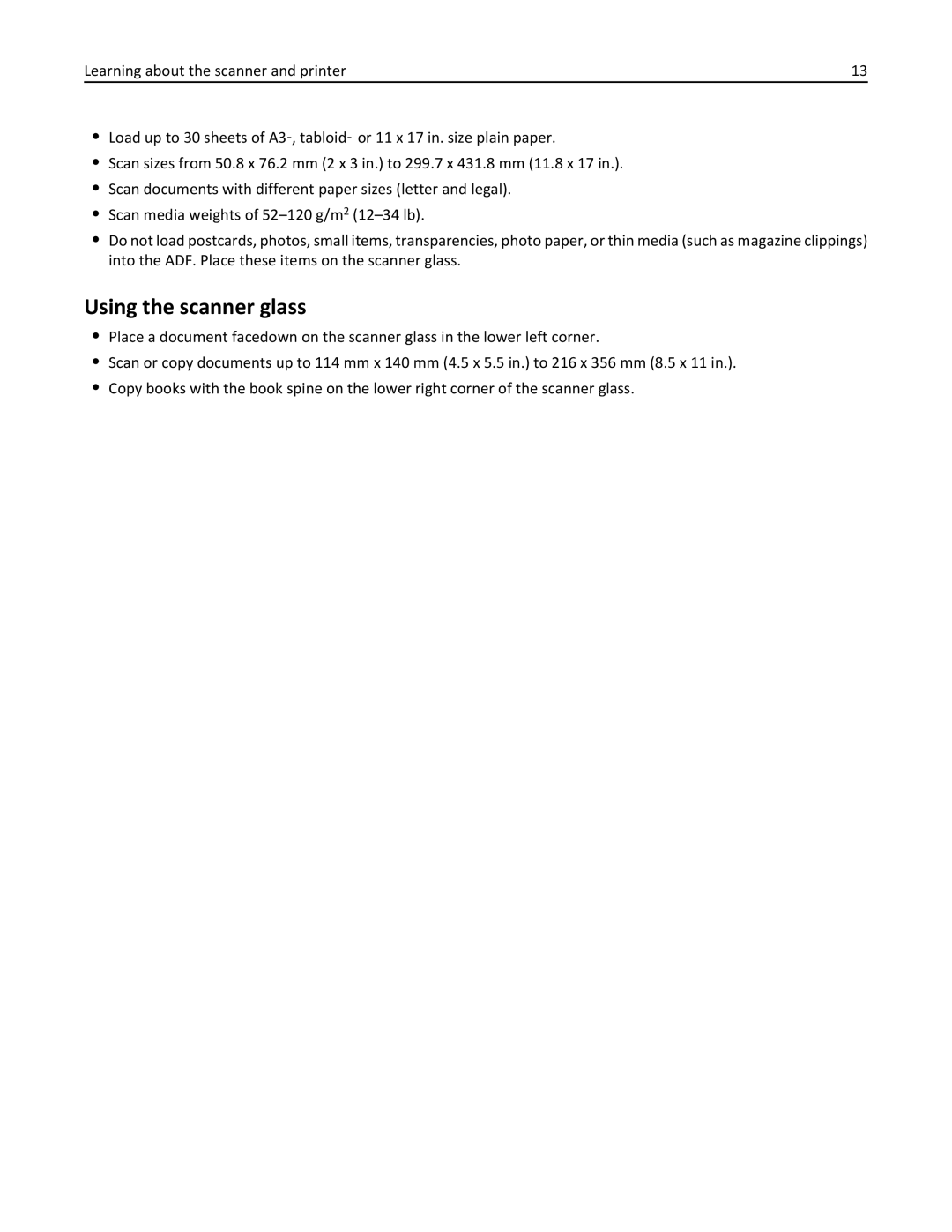 Lexmark MX6500E manual Using the scanner glass 