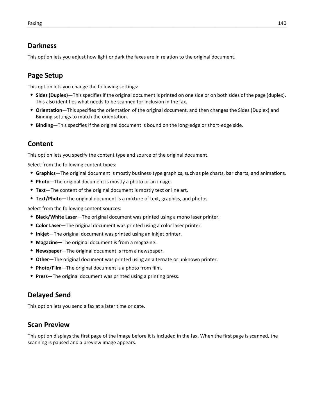 Lexmark MX6500E manual Delayed Send, Faxing 140, This option lets you send a fax at a later time or date 