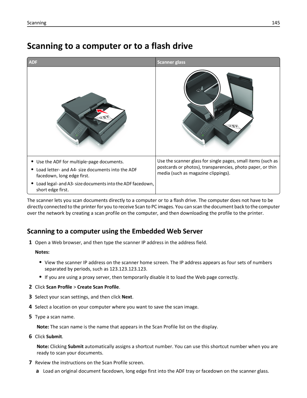 Lexmark MX6500E manual Scanning to a computer or to a flash drive, Scanning to a computer using the Embedded Web Server 