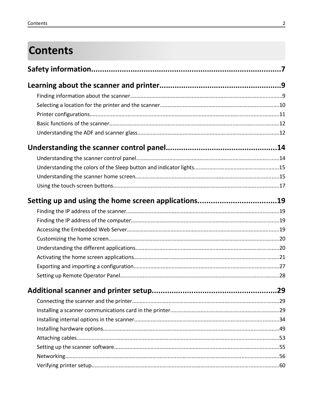 Lexmark MX6500E manual Contents 