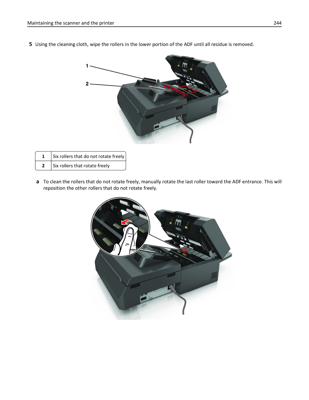 Lexmark MX6500E manual Six rollers that do not rotate freely 