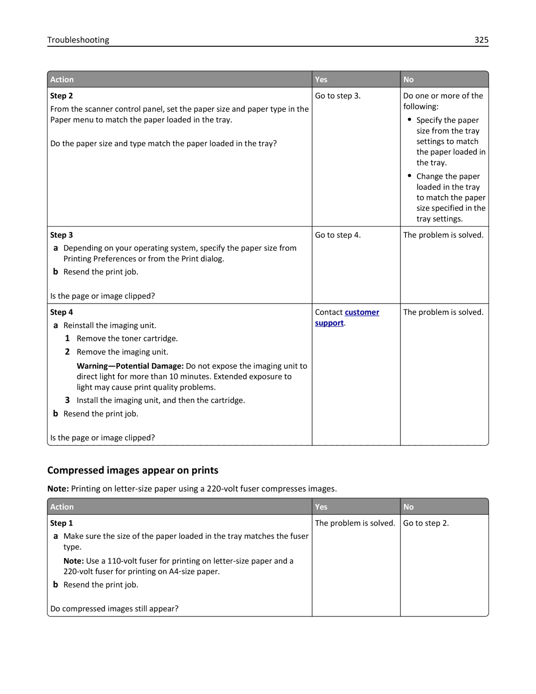 Lexmark MX6500E manual Compressed images appear on prints, Troubleshooting 325 