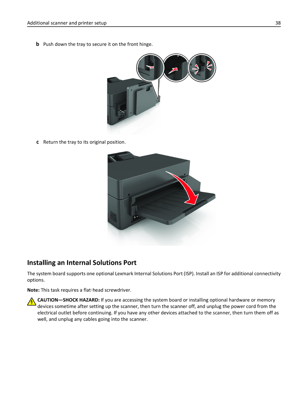 Lexmark MX6500E manual Installing an Internal Solutions Port 