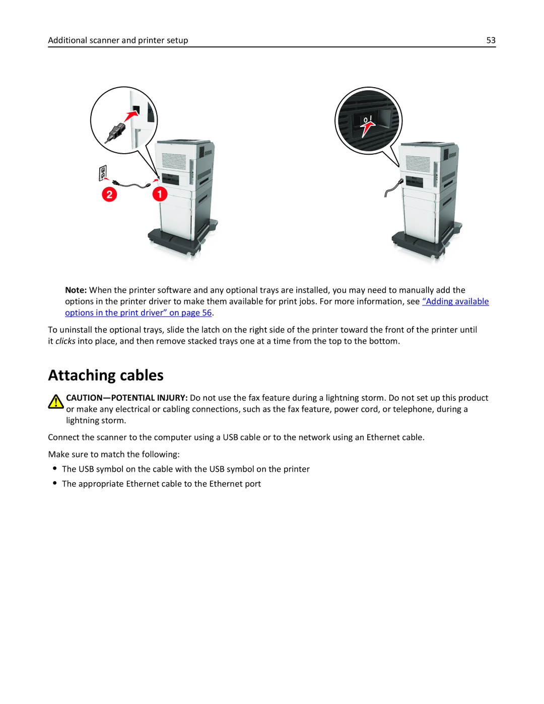 Lexmark MX6500E manual Attaching cables 