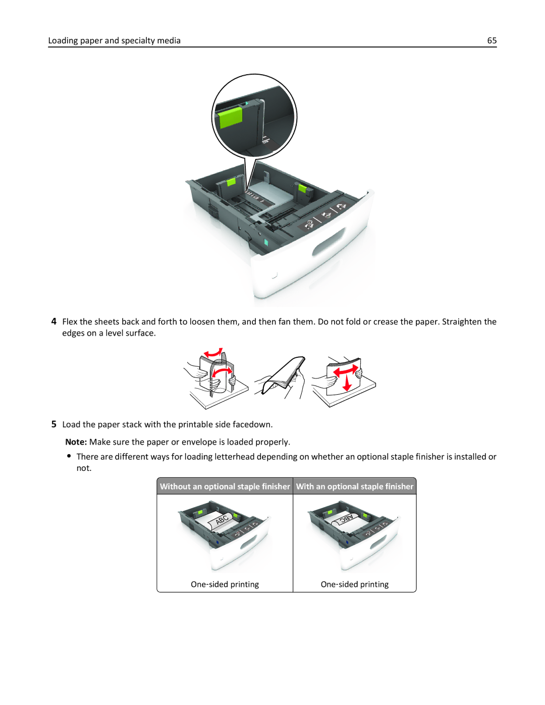 Lexmark MX6500E manual One ‑sided printing 