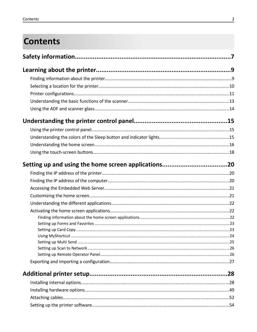 Lexmark 24T7310, MX710DHE, 237, 037 manual Contents 