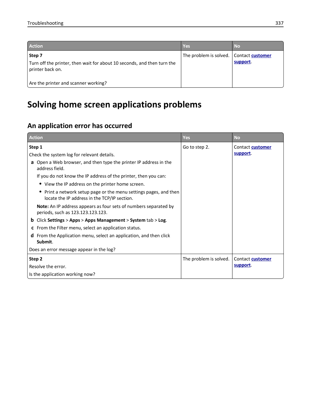 Lexmark 24T7310, MX710 Solving home screen applications problems, An application error has occurred, Troubleshooting 337 