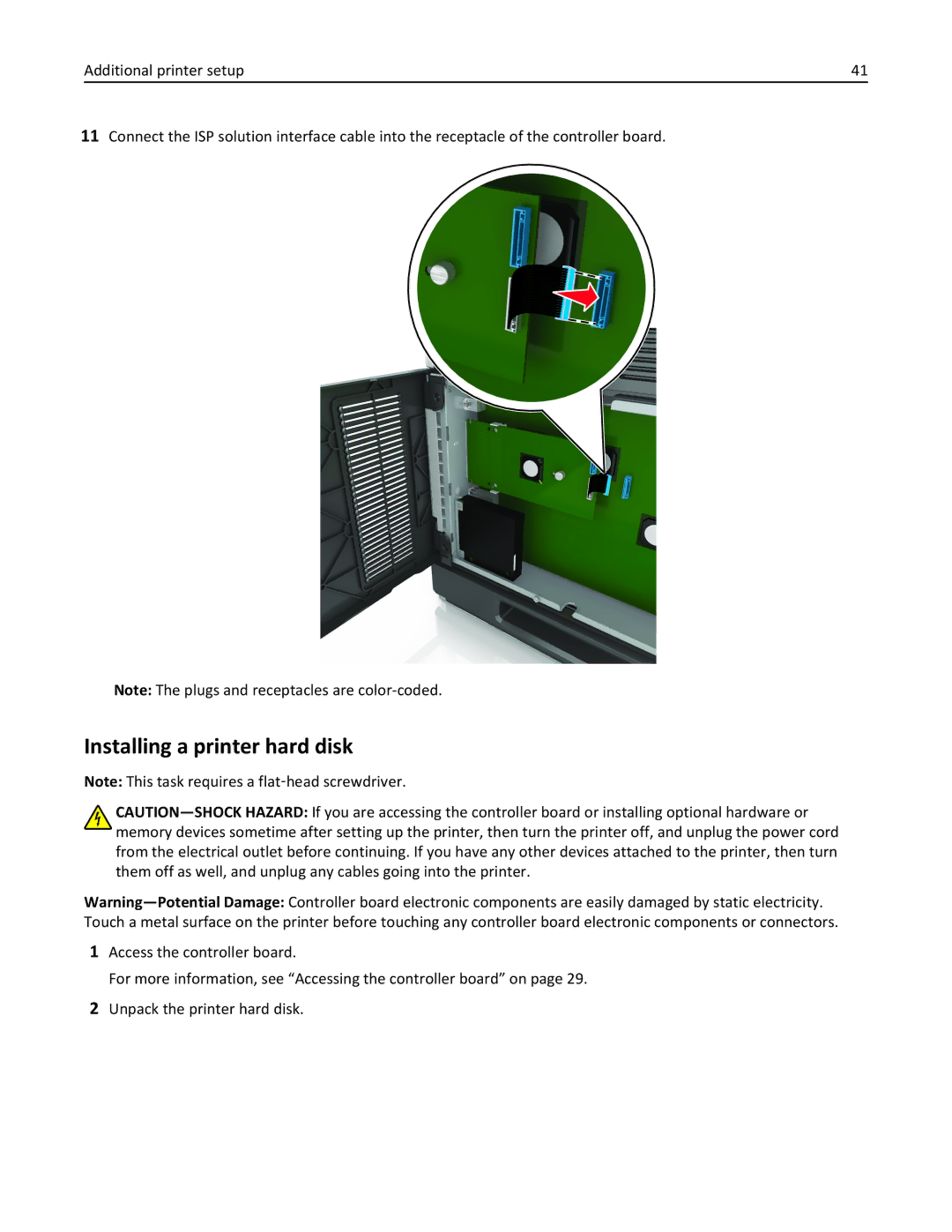 Lexmark MX710DHE, 24T7310, 237, 037 manual Installing a printer hard disk 