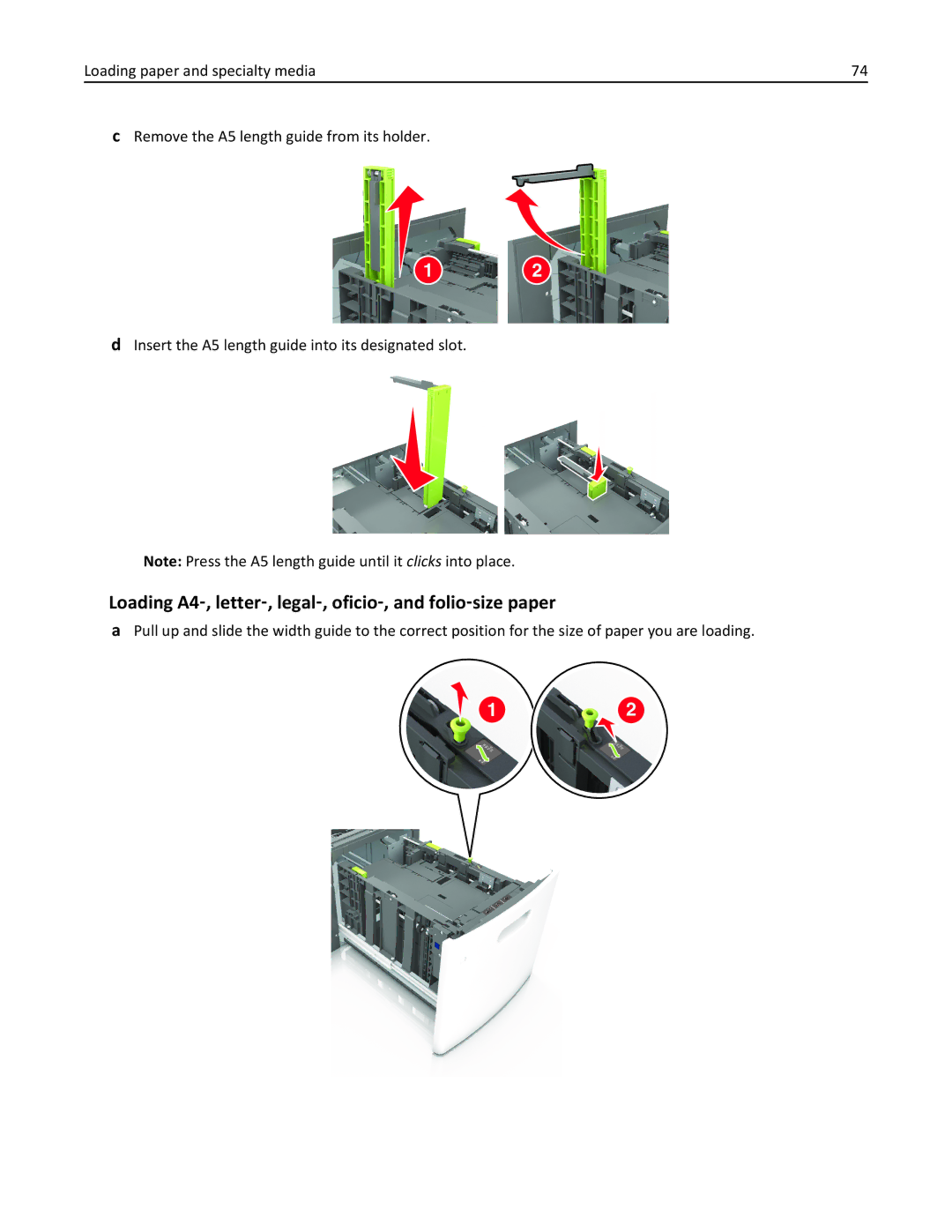 Lexmark 037, MX710DHE, 24T7310, 237 manual Loading A4‑, letter‑, legal‑, oficio‑, and folio‑size paper 