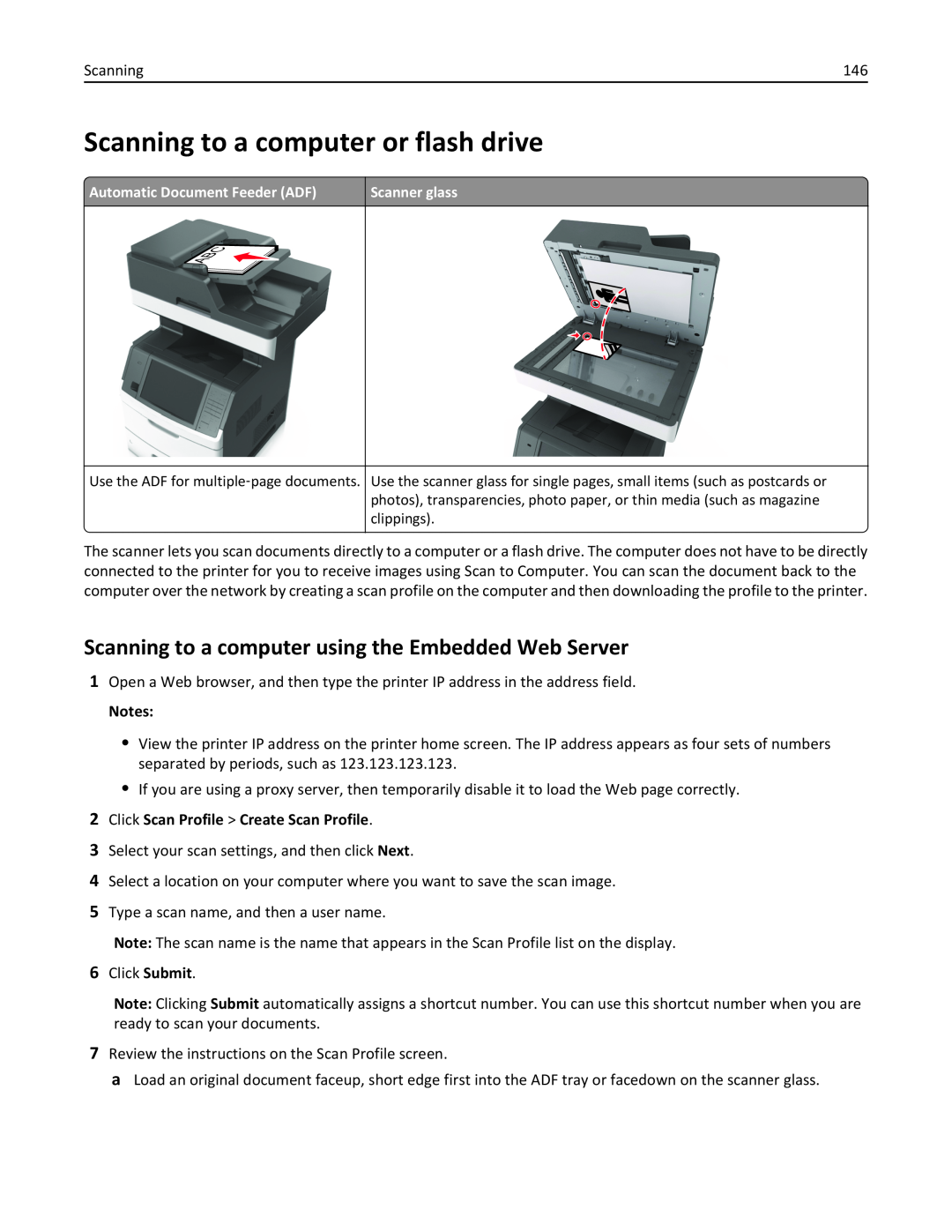 Lexmark MX710DHE, 24T7310 Scanning to a computer or flash drive, Scanning to a computer using the Embedded Web Server 
