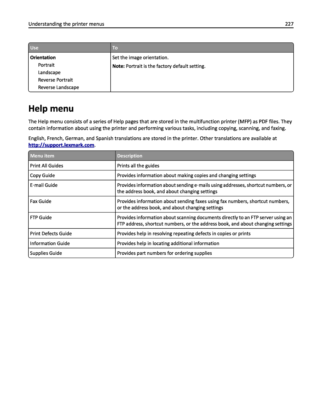 Lexmark 24T7310, MX710DHE, 237, 037 manual Help menu 